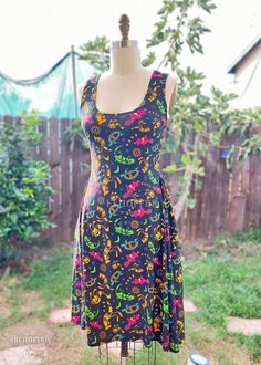 Retired Essential Knee Length Dress - Neon Outback - Elhoffer Design